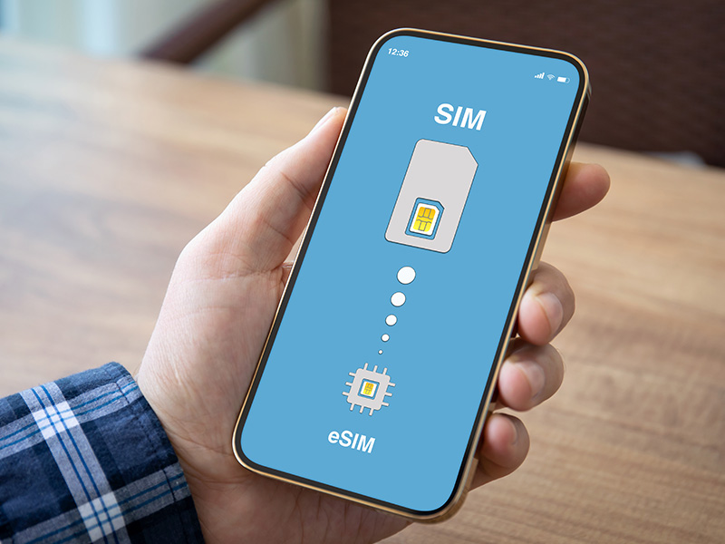An eSIM card on a phone.